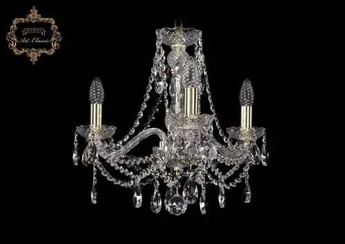 Люстра подвесная хрустальная 11.21.3.165.Gd.Sp Bohemia Art Classic прозрачная на 3 лампы, основание золотое в стиле классический 