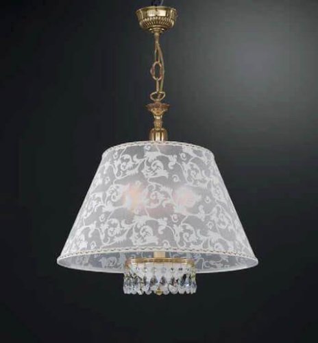 Люстра подвесная  L 8381/50 Reccagni Angelo белая на 3 лампы, основание золотое в стиле классика 