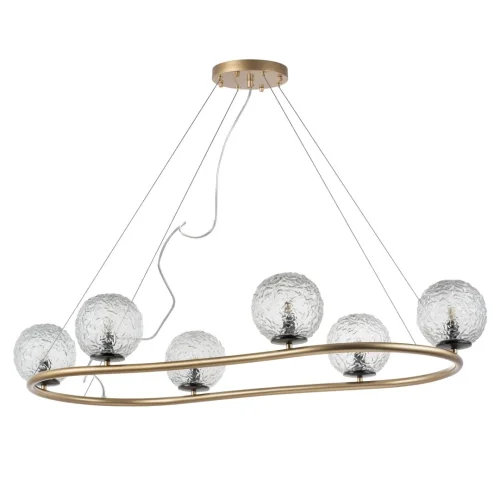 Люстра подвесная Bari 815263 Lightstar прозрачная на 6 ламп, основание золотое в стиле современный арт-деко шар
