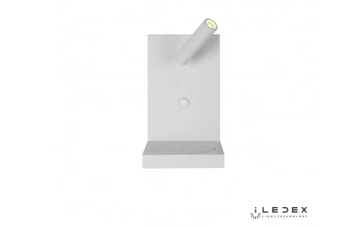 Бра с выключателем LED iCharge 1831A WH iLedex белый на 1 лампа, основание белое в стиле хай-тек современный с полкой с беспроводной зарядкой для чтения фото 5