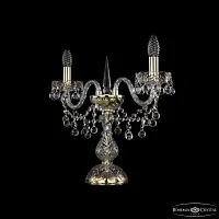 Настольная лампа 1409L/2/141-39 G Bohemia Ivele Crystal без плафона 2 лампы, основание золотое металл хрусталь в стиле классика sp