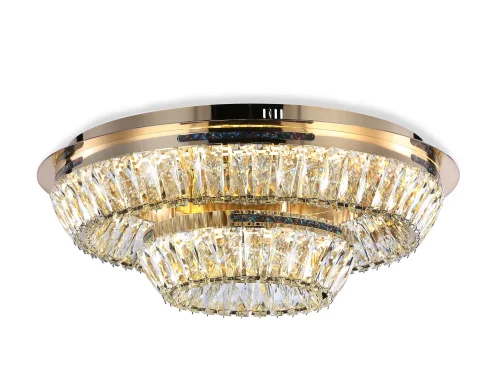 Люстра потолочная LED TR5031 Ambrella light прозрачная на 1 лампа, основание золотое в стиле классический современный 
