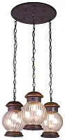 Светильник подвесной 587-706-03 Velante прозрачный 3 лампы, основание коричневое в стиле кантри 