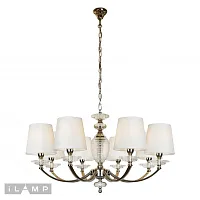 Люстра подвесная Hilarious P9397-8 nic iLamp белая на 8 ламп, основание никель в стиле современный американский  Люстра подвесная Hilarious P9397-8 nic iLamp белая на 8 ламп, основание никель в стиле современный американский
