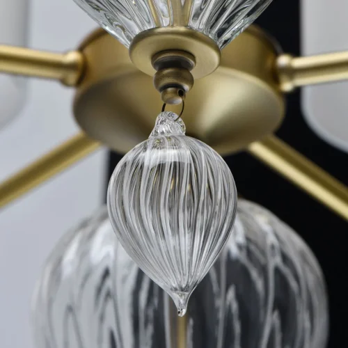 Люстра подвесная Оделия 619011305 Chiaro белая на 5 ламп, основание латунь в стиле классический  фото 12