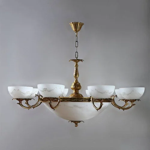 Люстра подвесная  MERIDA 0848/8 AB AMBIENTE by BRIZZI белая на 16 ламп, основание бронзовое в стиле классический 