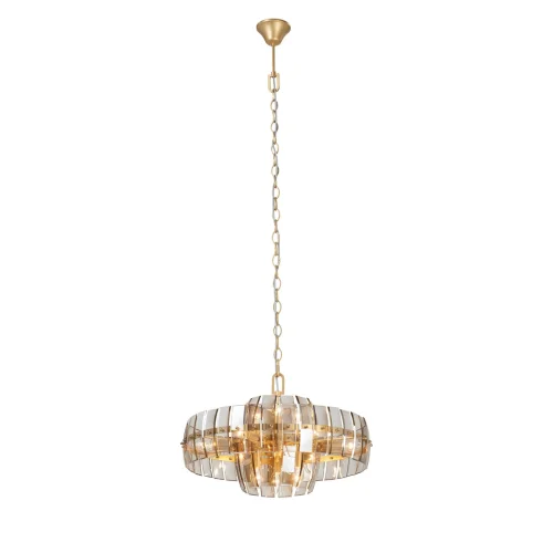 Люстра подвесная V5857-8/12 Vitaluce янтарная на 12 ламп, основание золотое в стиле классический современный 