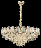Люстра подвесная Malvina WE114.18.303 Wertmark прозрачная на 18 ламп, основание золотое в стиле арт-деко современный 