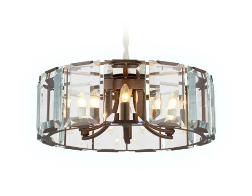 Люстра подвесная Traditional TR5144 Ambrella light прозрачная на 6 ламп, основание коричневое в стиле арт-деко  фото 2