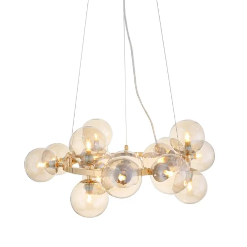Люстра подвесная Parllaone SL435.203.15 ST-Luce прозрачная янтарная на 15 ламп, основание золотое в стиле современный молекула шар фото 2
