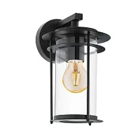 Настенный светильник VALDEO 96239 Eglo уличный IP44 чёрный 1 лампа, плафон прозрачный в стиле кантри классический E27