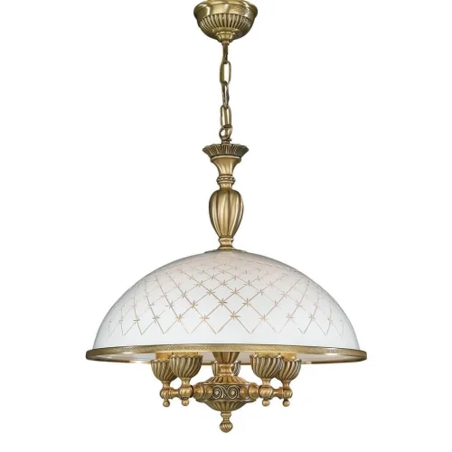 Люстра подвесная  L 7002/48 Reccagni Angelo бежевая на 5 ламп, основание античное бронза в стиле классический 