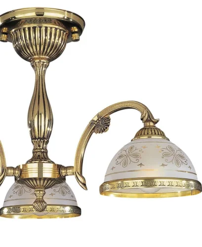 Люстра потолочная  PL 6122/3 Reccagni Angelo белая прозрачная на 3 лампы, основание золотое в стиле классический  фото 2