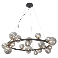 Люстра подвесная LSP-8750 Lussole серая на 20 ламп, основание чёрное в стиле современный шар