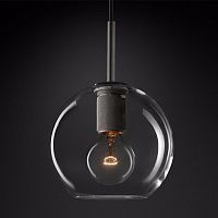 Светильник подвесной RH Utilitaire Globe Pendant Black 123651-22 ImperiumLoft прозрачный 1 лампа, основание бронзовое в стиле лофт 