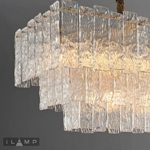 Люстра подвесная Manhattan P6315-1200 BR iLamp прозрачная на 9 ламп, основание латунь в стиле классический  фото 7
