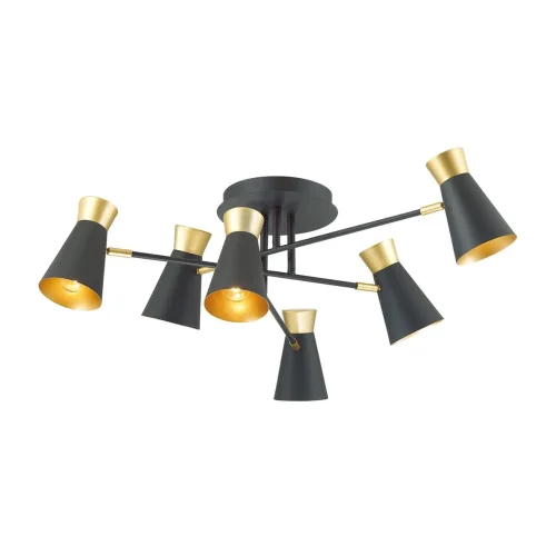 Люстра потолочная лофт Liam 3790/6C Lumion чёрная золотая на 6 ламп, основание чёрное в стиле лофт  фото 3