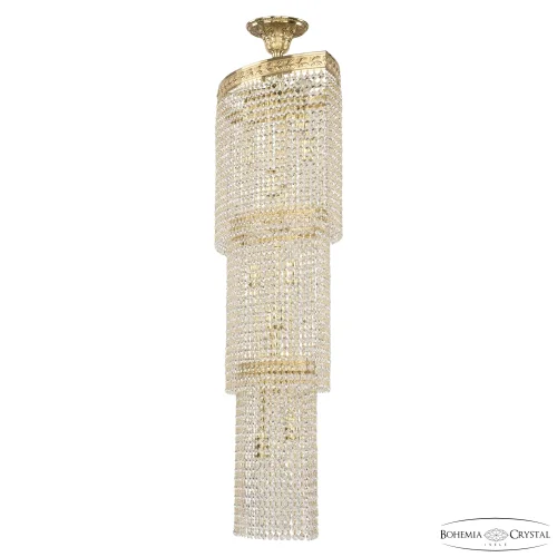 Люстра каскадная хрустальная 83303/55IV-100 G Bohemia Ivele Crystal прозрачная на 14 ламп, основание золотое в стиле современный классический r фото 2
