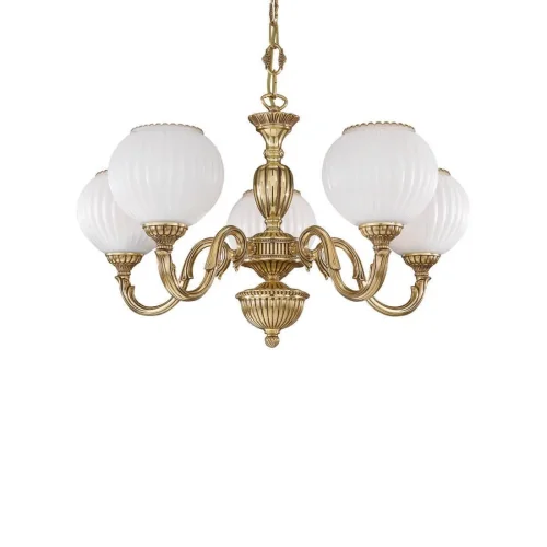 Люстра подвесная  L 9350/5 Reccagni Angelo белая на 5 ламп, основание золотое в стиле классический  фото 3