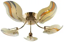 Светильник потолочный 763-307-05 Velante бежевый 5 ламп, основание золотое в стиле классический 