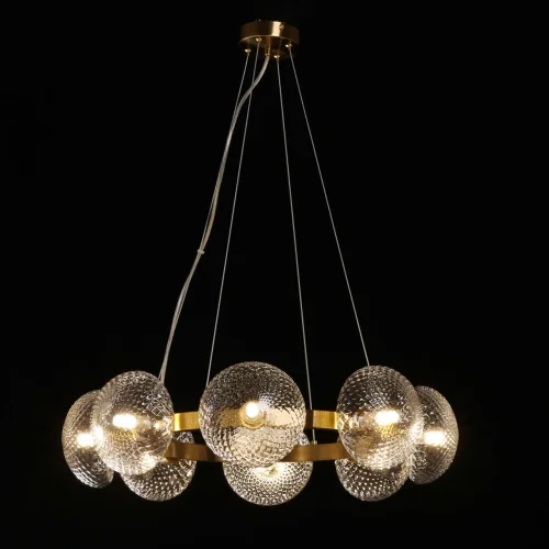 Люстра подвесная Оливия 306014908 DeMarkt прозрачная на 8 ламп, основание латунь в стиле современный  фото 2