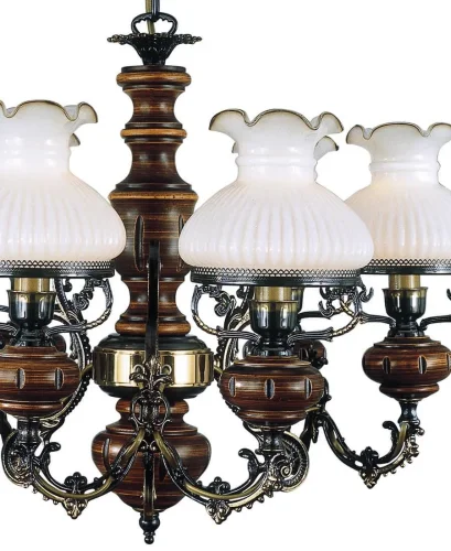 Люстра подвесная  L 620/6 Reccagni Angelo белая на 6 ламп, основание коричневое бронзовое в стиле классический выдувное фото 4