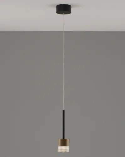 Светильник подвесной LED Self V10854-PL Moderli прозрачный коричневый 1 лампа, основание чёрное в стиле современный 