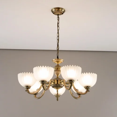 Люстра подвесная Севилья CL414173 Citilux белая на 7 ламп, основание бронзовое в стиле классический 