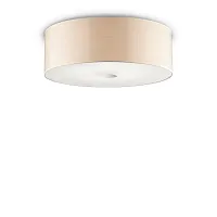 Люстра потолочная WOODY PL5 WOOD Ideal Lux бежевая на 5 ламп, основание хром в стиле современный 