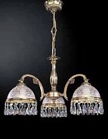 Люстра подвесная  L 6100/3 Reccagni Angelo прозрачная белая на 3 лампы, основание золотое в стиле классический 