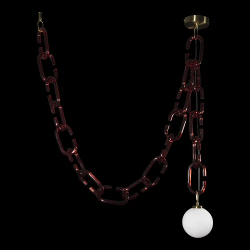 Светильник подвесной Chain 10128C Red LOFT IT белый 1 лампа, основание золотое красное в стиле современный шар фото 4