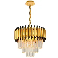 Люстра подвесная DARIAN 76017/5C GOLD Natali Kovaltseva золотая прозрачная на 6 ламп, основание золотое в стиле классический 