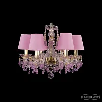 Люстра подвесная 1410/6/160 G V7010 SH20 Bohemia Ivele Crystal розовая на 6 ламп, основание золотое в стиле классический виноград