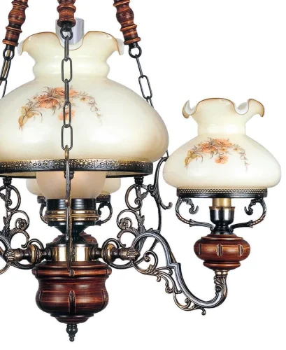 Люстра подвесная  L 2401/3+1 Reccagni Angelo бежевая на 4 лампы, основание бронзовое коричневое в стиле классический кантри  фото 3