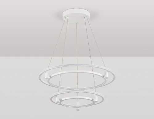 Люстра подвесная LED FL5542 Ambrella light белая на 1 лампа, основание белое в стиле современный хай-тек кольца фото 6