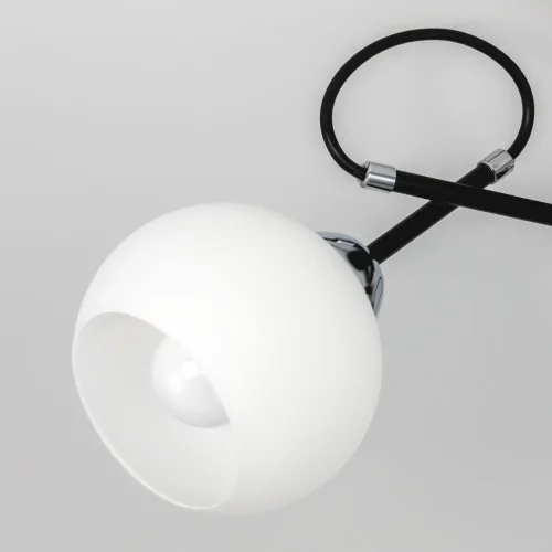 Люстра потолочная Стивен CL141251 Citilux белая на 5 ламп, основание чёрное в стиле современный шар фото 4
