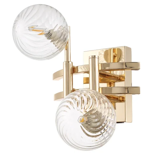 Бра LUXURY AP2 GOLD Crystal Lux прозрачный на 2 лампы, основание золотое в стиле арт-деко шар молекула фото 4