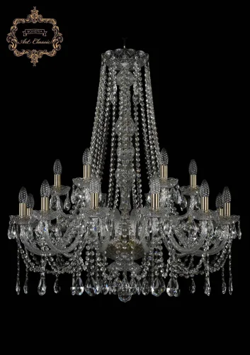 Люстра подвесная хрустальная 11.12.12+6.300.h-94.Br.Sp Bohemia Art Classic прозрачная на 18 ламп, основание бронзовое в стиле классический 