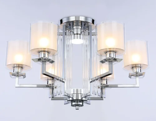 Люстра потолочная LED TR4418 Ambrella light белая на 6 ламп, основание хром в стиле классический современный  фото 5