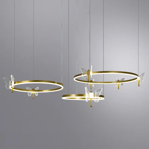 Люстра подвесная LED Darcy A2187LM-3GO Arte Lamp золотая на 1 лампа, основание золотое в стиле современный кольца бабочки фото 2