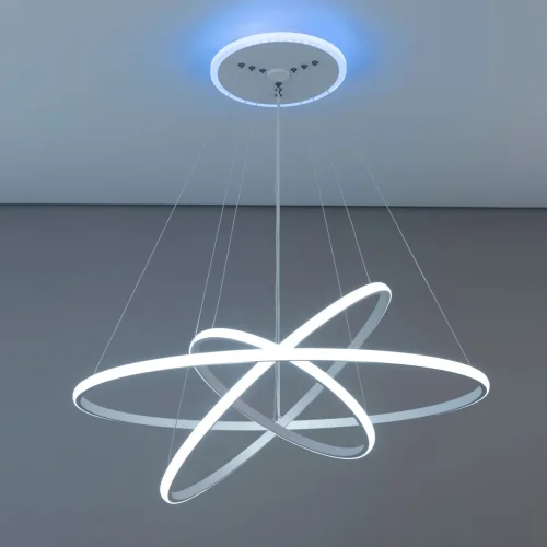Люстра подвесная LED с пультом Неон Смарт CL731A090E Citilux белая на 1 лампа, основание белое в стиле современный с пультом кольца фото 4