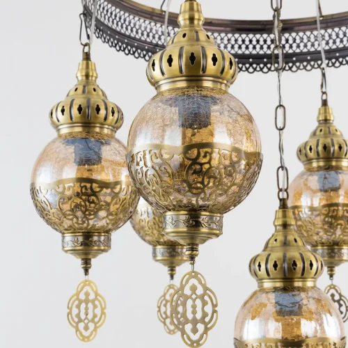 Люстра подвесная Каир CL419163 Citilux янтарная на 7 ламп, основание бронзовое в стиле восточный  фото 5