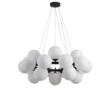 Люстра подвесная Сида 07508-20,19 Kink Light белая на 20 ламп, основание чёрное в стиле современный молекула шар