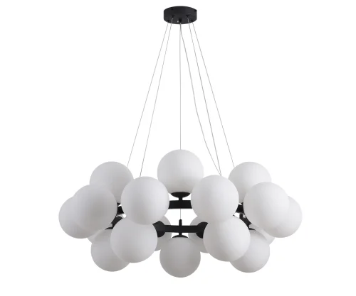Люстра подвесная Сида 07508-20,19 Kink Light белая на 20 ламп, основание чёрное в стиле современный молекула шар