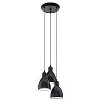 Светильник подвесной PRIDDY 49465 Eglo чёрный 3 лампы, основание чёрное белое в стиле модерн 