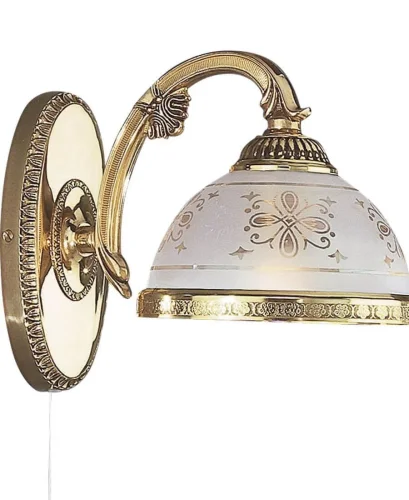 Бра с выключателем A 6102/1  Reccagni Angelo белый на 1 лампа, основание золотое в стиле классический  фото 2