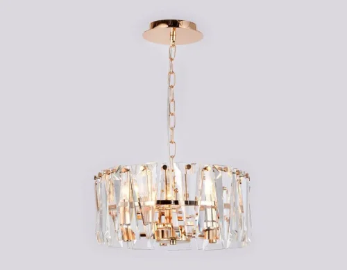 Люстра подвесная TR5167 Ambrella light прозрачная на 5 ламп, основание золотое в стиле современный классический  фото 2