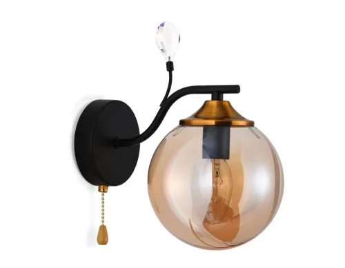 Бра с выключателем TR9079 Ambrella light янтарный на 1 лампа, основание чёрное в стиле лофт современный  фото 2