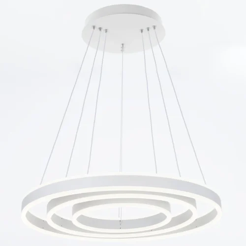 Люстра подвесная LED с пультом Дуэт CL719650 Citilux белая на 1 лампа, основание белое в стиле современный хай-тек кольца с пультом фото 8