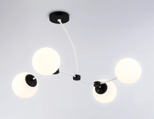 Люстра потолочная TR2542 Ambrella light белая на 4 лампы, основание чёрное в стиле современный  фото 3